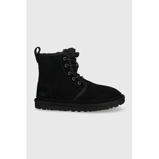 UGG botki zamszowe Neumel damskie kolor czarny na płaskim obcasie ocieplone 40 ANSWEAR.com okazja