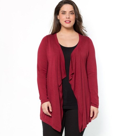 Asymetryczny luźny sweter rozpinany, z bawełny i wiskozy la-redoute-pl czerwony bawełniane