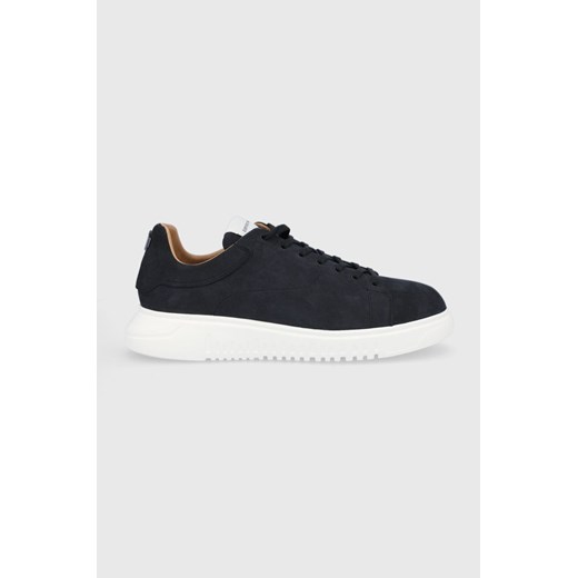 Emporio Armani Buty zamszowe X4X264.XF570.BLACK.BLA kolor granatowy ze sklepu ANSWEAR.com w kategorii Trampki męskie - zdjęcie 135021524
