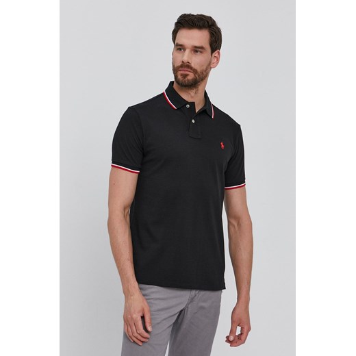 Polo Ralph Lauren Polo 710842621001 męski kolor czarny gładki ze sklepu ANSWEAR.com w kategorii T-shirty męskie - zdjęcie 135023353