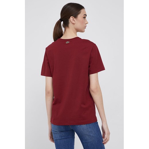 Lacoste T-shirt bawełniany kolor bordowy Lacoste 36 okazyjna cena ANSWEAR.com