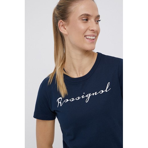 Rossignol T-shirt bawełniany kolor granatowy RLKWY05 ze sklepu ANSWEAR.com w kategorii Bluzki damskie - zdjęcie 135027324
