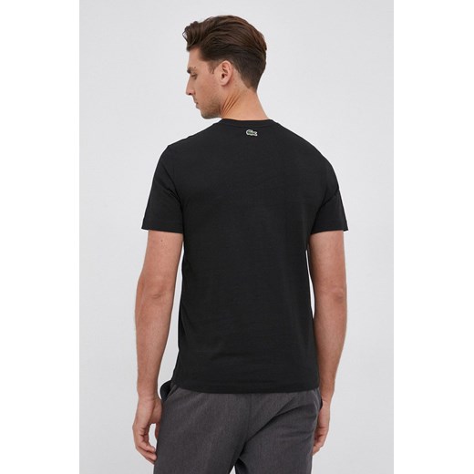 Lacoste T-shirt bawełniany kolor czarny z aplikacją Lacoste S ANSWEAR.com