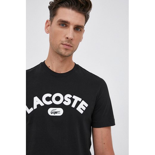 Lacoste T-shirt bawełniany kolor czarny z aplikacją Lacoste XXL ANSWEAR.com