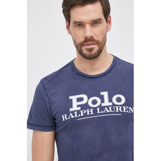 Polo Ralph Lauren T-shirt bawełniany kolor granatowy z nadrukiem Polo Ralph Lauren L wyprzedaż ANSWEAR.com