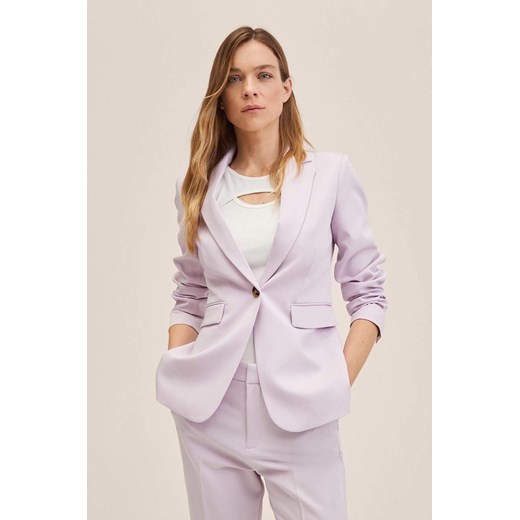 Mango marynarka Boreal kolor fioletowy jednorzędowa gładka Mango 36 ANSWEAR.com