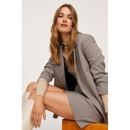 Mango Marynarka Charlott kolor brązowy dwurzędowa wzorzysta Mango L ANSWEAR.com