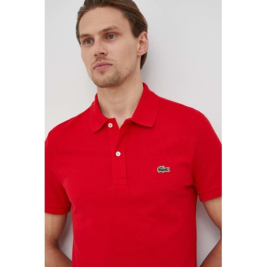 Lacoste polo bawełniane kolor czerwony ze sklepu ANSWEAR.com w kategorii T-shirty męskie - zdjęcie 135034814