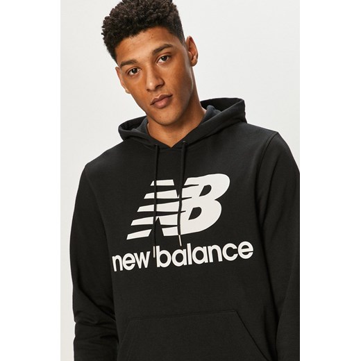 New Balance Bluza męska kolor czarny z kapturem z nadrukiem New Balance L okazja ANSWEAR.com