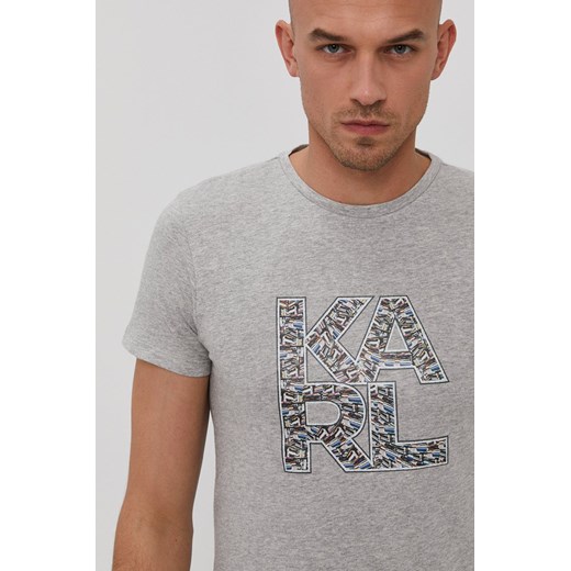 Karl Lagerfeld T-shirt męski kolor szary z nadrukiem Karl Lagerfeld S promocyjna cena ANSWEAR.com