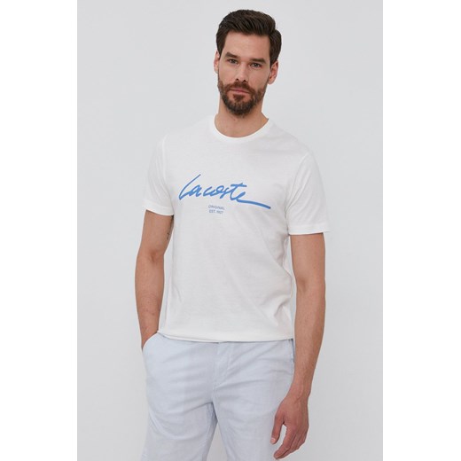 Lacoste T-shirt męski kolor biały z nadrukiem Lacoste S okazja ANSWEAR.com