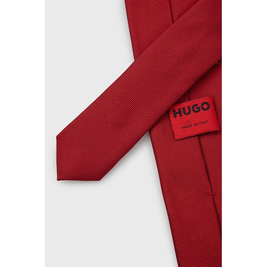 HUGO krawat jedwabny kolor czerwony ONE ANSWEAR.com