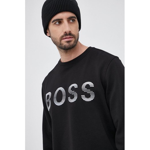 Boss Bluza bawełniana męska kolor czarny z aplikacją XL ANSWEAR.com
