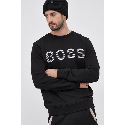 Boss Bluza bawełniana męska kolor czarny z aplikacją L ANSWEAR.com