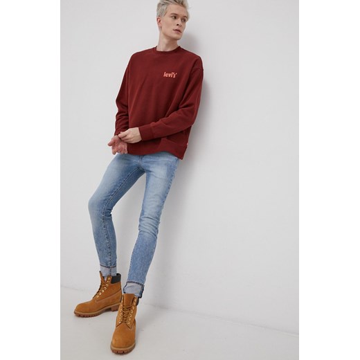 Levi&apos;s Bluza męska kolor bordowy gładka XS okazja ANSWEAR.com