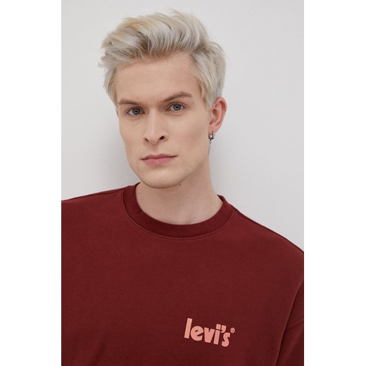 Levi&apos;s Bluza męska kolor bordowy gładka S wyprzedaż ANSWEAR.com