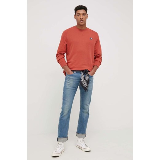 Wrangler Bluza bawełniana męska kolor pomarańczowy gładka Wrangler S wyprzedaż ANSWEAR.com