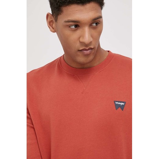 Wrangler Bluza bawełniana męska kolor pomarańczowy gładka Wrangler L okazja ANSWEAR.com