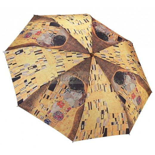 Gustav Klimt &quot;Pocałunek&quot; - mała parasolka damska Galleria parasole-miadora-pl brazowy damskie