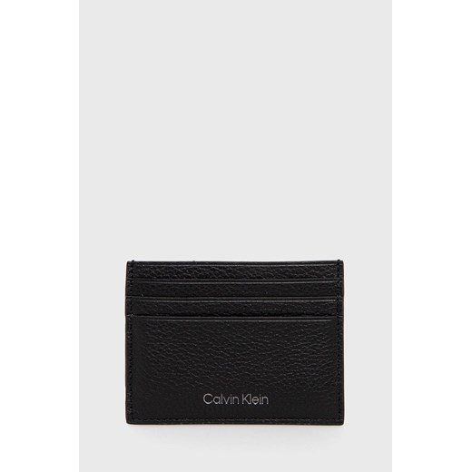 Calvin Klein Etui na karty skórzane męski kolor czarny ze sklepu ANSWEAR.com w kategorii Portfele męskie - zdjęcie 135074090