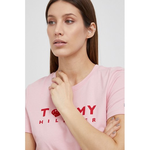 Tommy Hilfiger T-shirt bawełniany kolor różowy Tommy Hilfiger XXL ANSWEAR.com