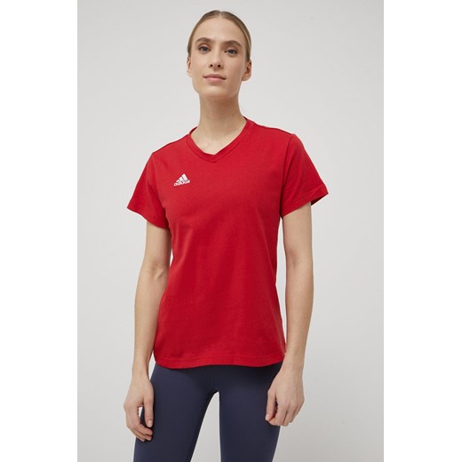 adidas Performance t-shirt Entrada 22 damski kolor czerwony HC0441 ze sklepu ANSWEAR.com w kategorii Bluzki damskie - zdjęcie 135085664
