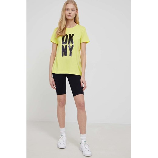 Dkny t-shirt damski kolor żółty XS ANSWEAR.com