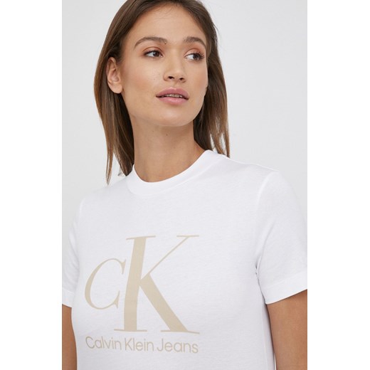 Calvin Klein Jeans t-shirt bawełniany kolor biały XS ANSWEAR.com