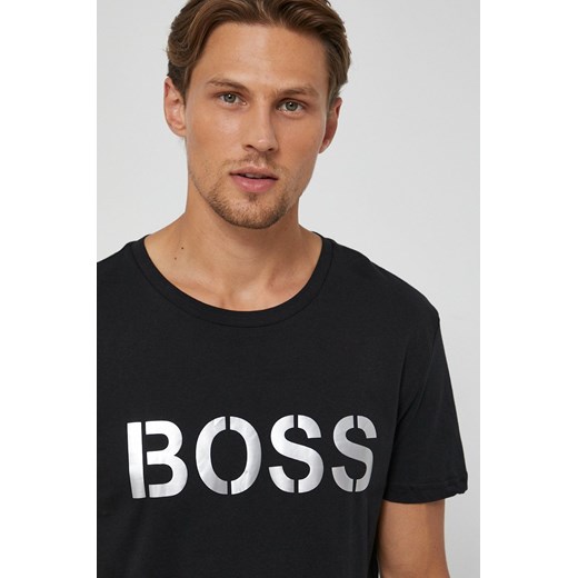 Boss T-shirt bawełniany kolor czarny z nadrukiem XXL ANSWEAR.com