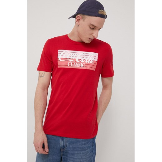 Produkt by Jack &amp; Jones t-shirt bawełniany kolor czerwony z nadrukiem Produkt By Jack & Jones S ANSWEAR.com