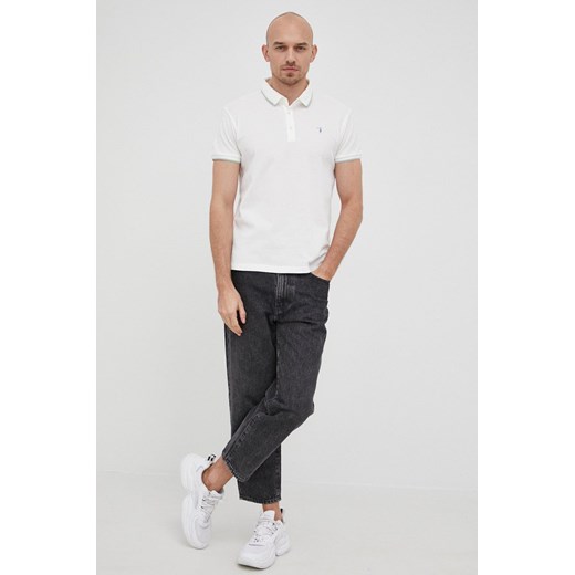 Trussardi polo bawełniane kolor beżowy gładki Trussardi XL ANSWEAR.com