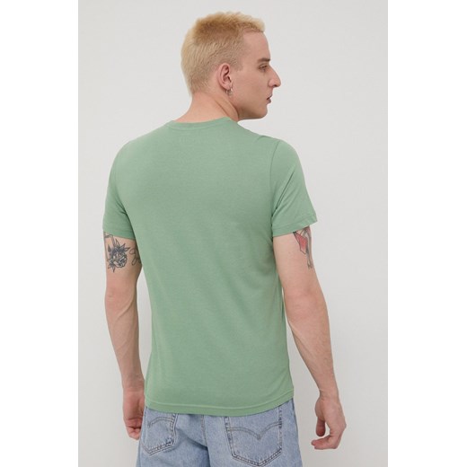 Mustang t-shirt bawełniany kolor zielony z nadrukiem Mustang XL ANSWEAR.com