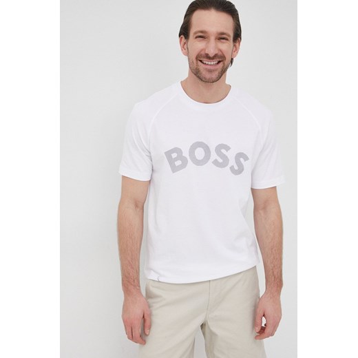 BOSS t-shirt BOSS ATHLEISURE męski kolor biały z nadrukiem XXL ANSWEAR.com