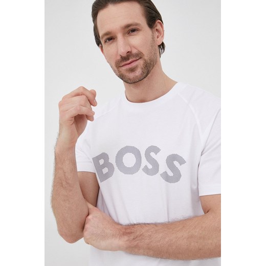 BOSS t-shirt BOSS ATHLEISURE męski kolor biały z nadrukiem S ANSWEAR.com