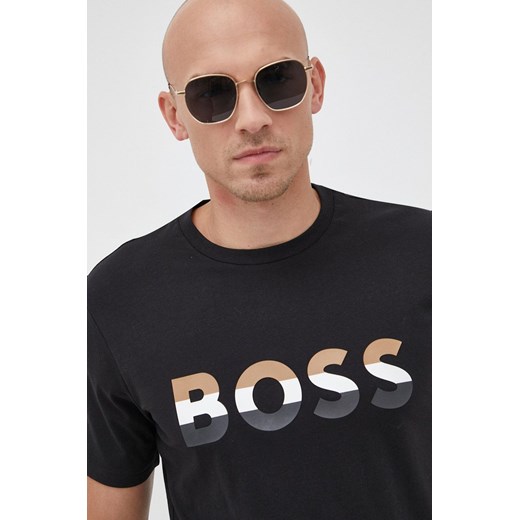 Boss t-shirt męski kolor czarny z nadrukiem L ANSWEAR.com