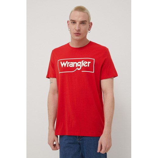 Wrangler t-shirt bawełniany kolor czerwony z nadrukiem Wrangler XXL ANSWEAR.com