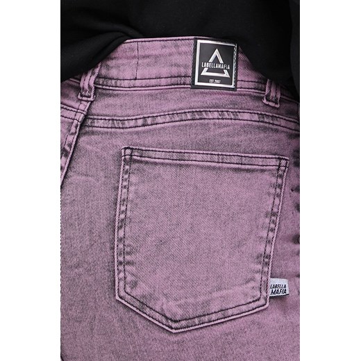 LaBellaMafia jeansy damskie kolor różowy high waist Labellamafia S okazyjna cena ANSWEAR.com
