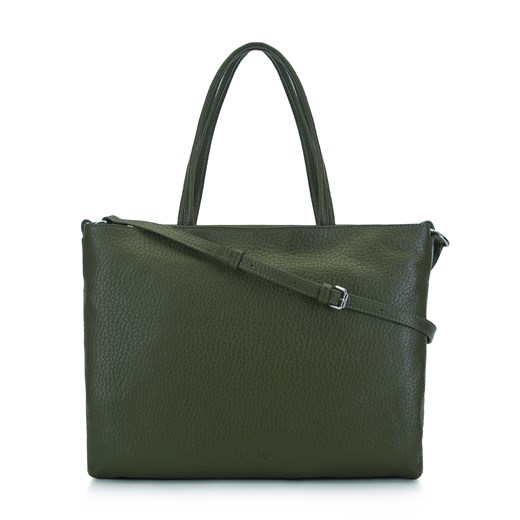 Damska torba na laptopa 13" ze skóry groszkowanej ciemna zieleń ze sklepu WITTCHEN w kategorii Torby na laptopa - zdjęcie 135118261