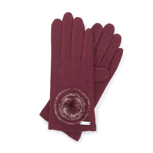 Damskie rękawiczki z puszkiem bordowe ze sklepu WITTCHEN w kategorii Rękawiczki damskie - zdjęcie 135120550