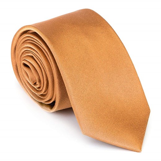 Krawat jedwabny bez wzoru złoty ze sklepu WITTCHEN w kategorii Krawaty - zdjęcie 135123704