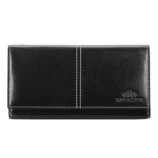 Damski portfel skórzany z ozdobnym przeszyciem czarny ze sklepu WITTCHEN w kategorii Portfele damskie - zdjęcie 135128133