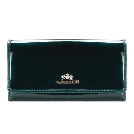 Damski portfel ze skóry lakierowany duży ciemny zielony ze sklepu WITTCHEN w kategorii Portfele damskie - zdjęcie 135128261