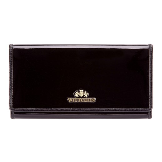 Damski portfel ze skóry lakierowany poziomy czarny ze sklepu WITTCHEN w kategorii Portfele damskie - zdjęcie 135131032