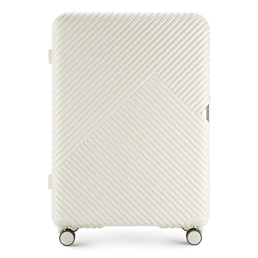 Duża walizka z polikarbonu w paseczki biała ze sklepu WITTCHEN w kategorii Walizki - zdjęcie 135139462