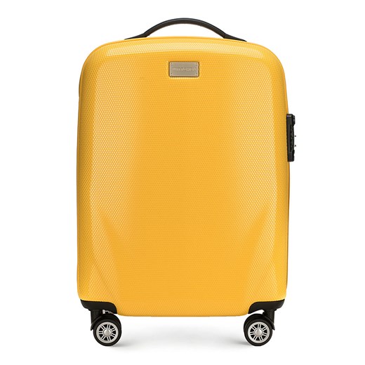 Walizka kabinowa z polikarbonu jednokolorowa żółta ze sklepu WITTCHEN w kategorii Walizki - zdjęcie 135140223