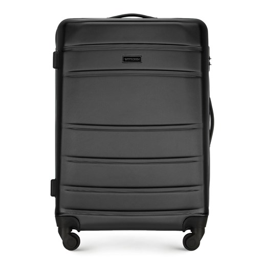 Średnia walizka z ABS-u żłobiona czarna ze sklepu WITTCHEN w kategorii Walizki - zdjęcie 135140584