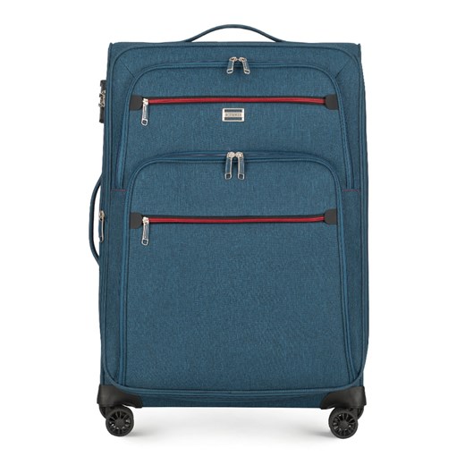 Średnia walizka z kolorowym suwakiem morska ze sklepu WITTCHEN w kategorii Walizki - zdjęcie 135140591