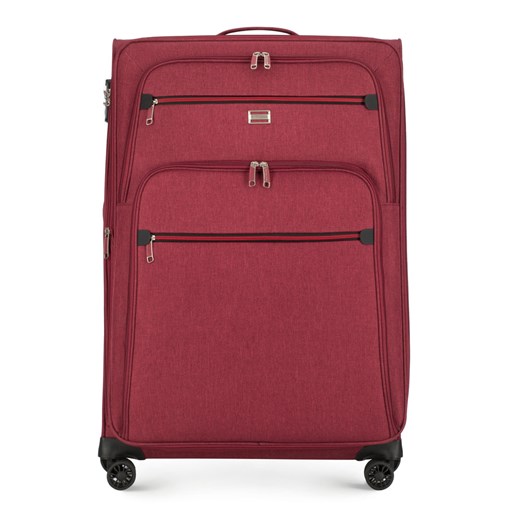 Duża walizka z kolorowym suwakiem bordowa ze sklepu WITTCHEN w kategorii Walizki - zdjęcie 135140762