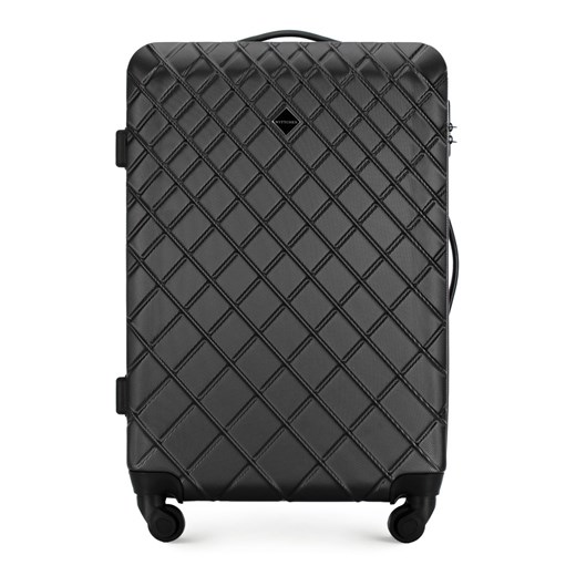 Średnia walizka z ABS-u w ukośną kratkę stalowo-czarna ze sklepu WITTCHEN w kategorii Walizki - zdjęcie 135141110