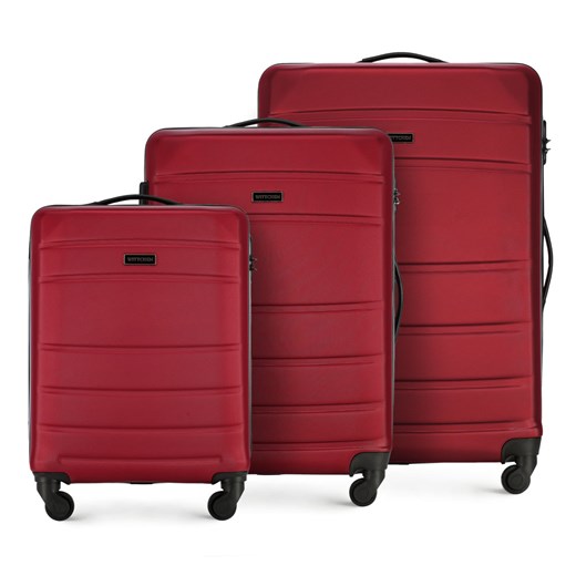 Zestaw walizek z ABS-u żłobionych czerwony ze sklepu WITTCHEN w kategorii Walizki - zdjęcie 135141390